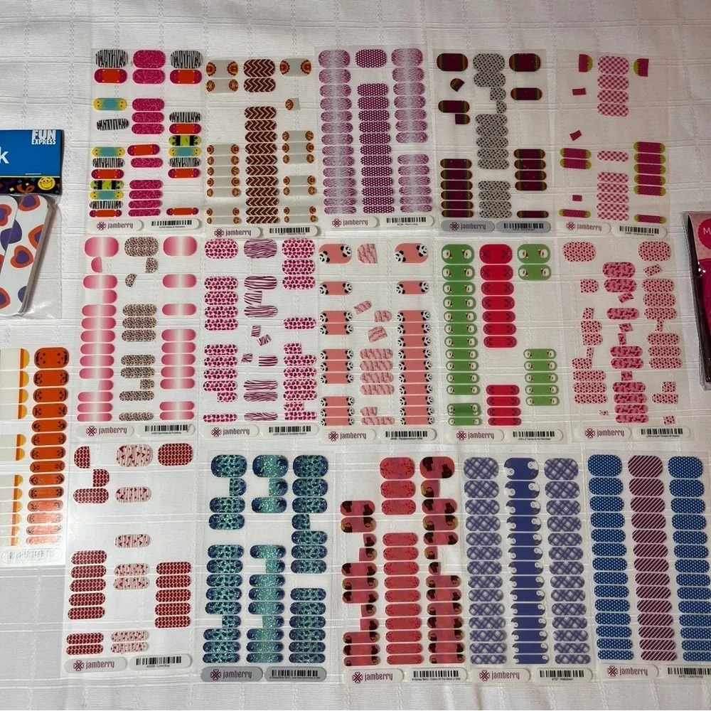 Jamberry Nail Wrap Bundle - Kids Size 14 Partial and 2 Unused Sheets with Tools - Picture 4 of 5